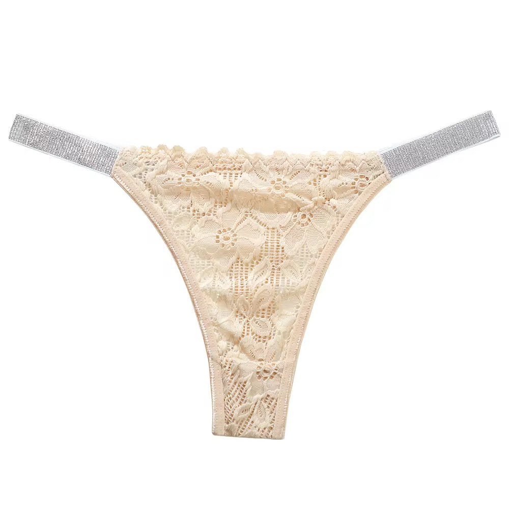 Luxe Lace Thong with faux Rhinestone Straps