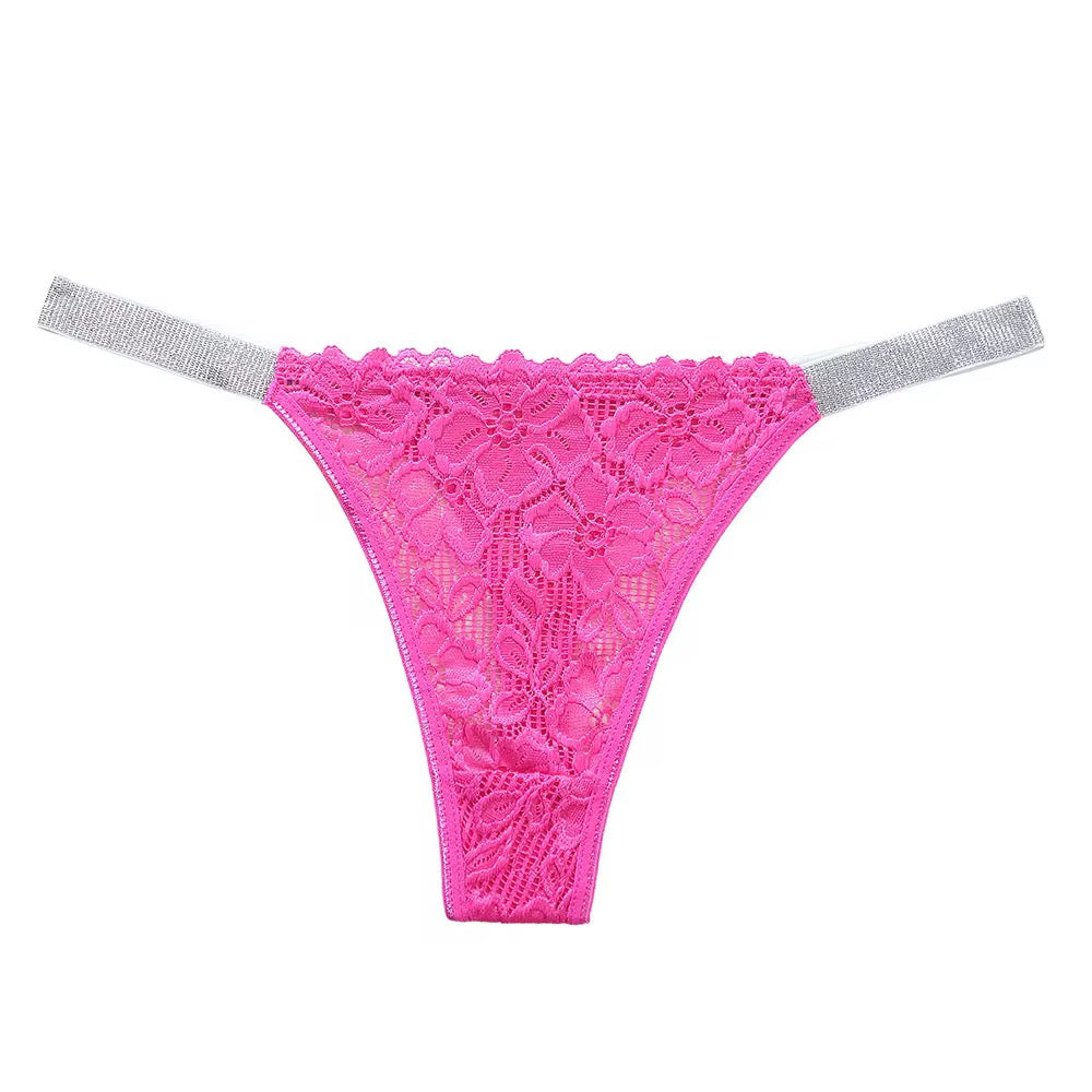 Luxe Lace Thong with faux Rhinestone Straps