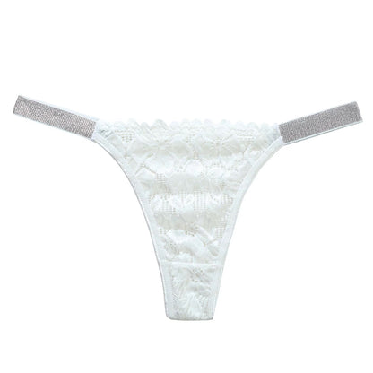 Luxe Lace Thong with faux Rhinestone Straps