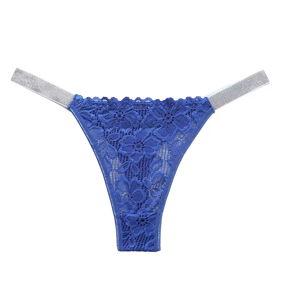 Luxe Lace Thong with faux Rhinestone Straps