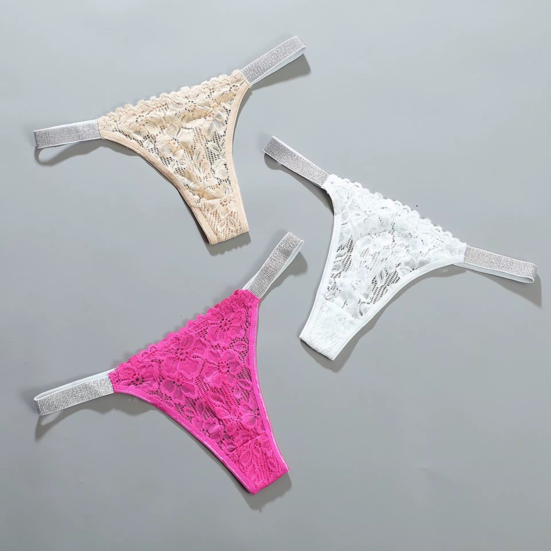 Luxe Lace Thong with faux Rhinestone Straps